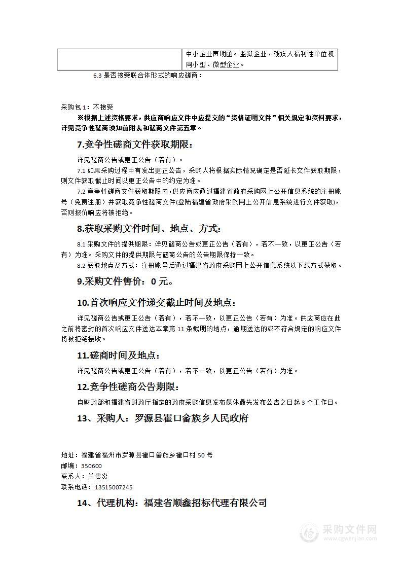 罗源县霍口畲族乡溪前等7个村2023年高标准农田建设改造提升项目