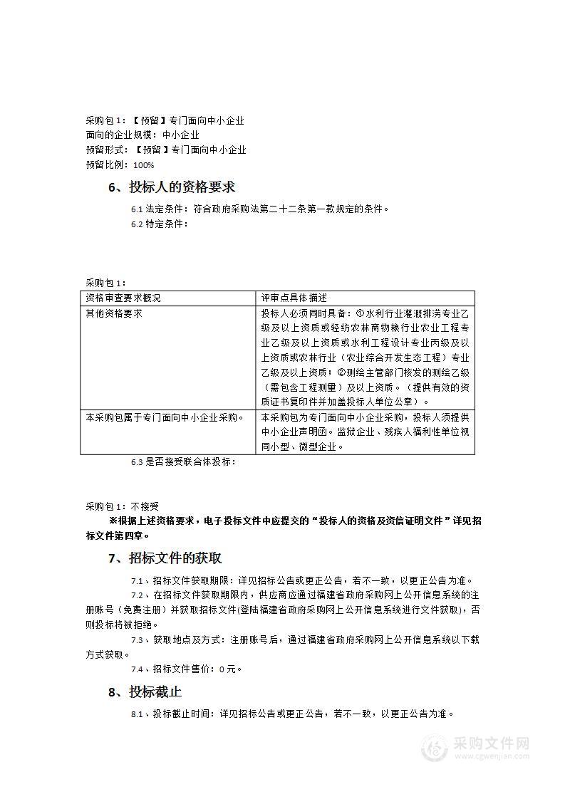 顺昌县2024年高标准农田建设项目测量设计采购