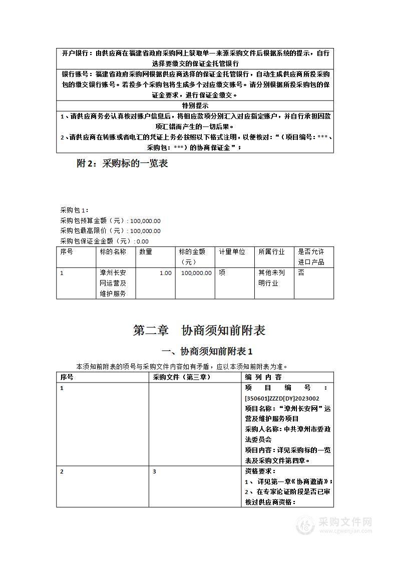 “漳州长安网”运营及维护服务项目