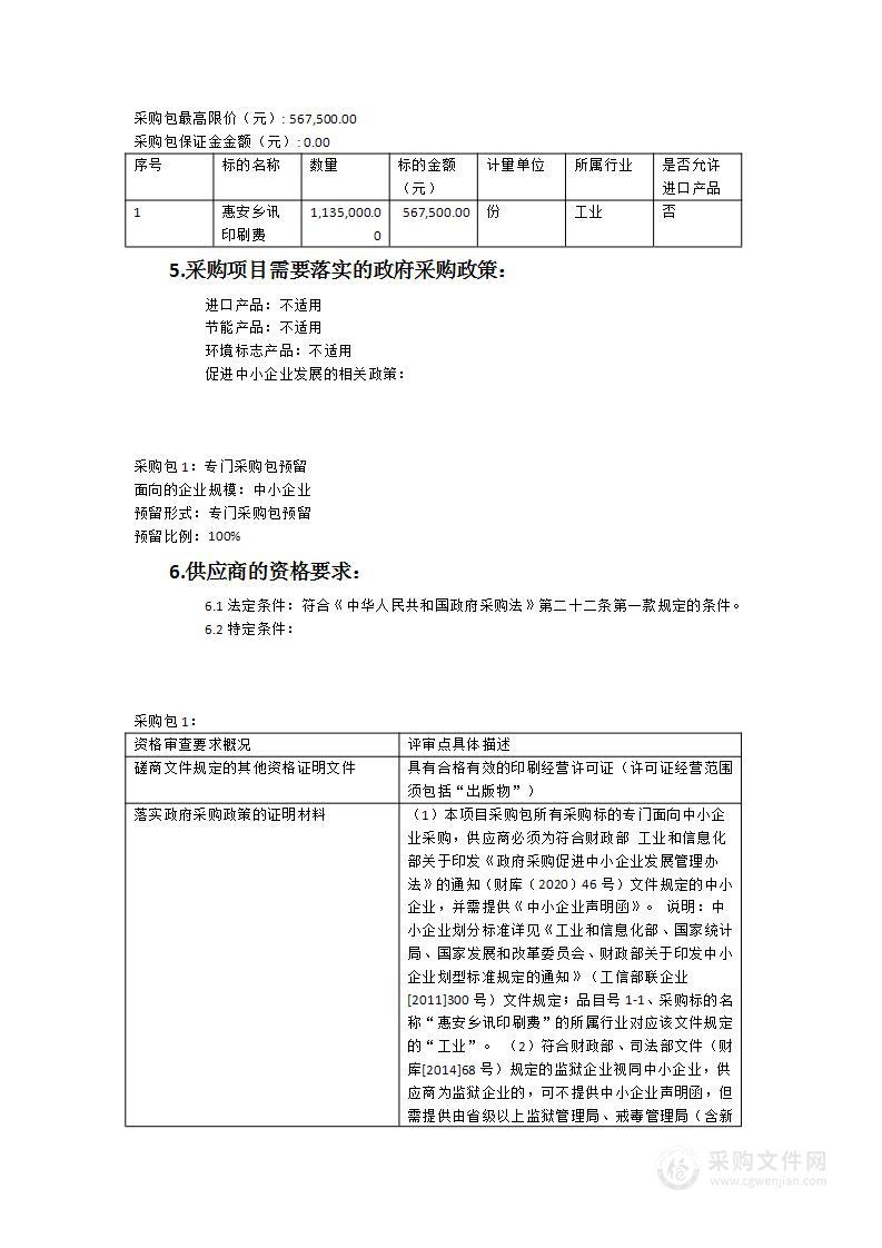 惠安县融媒体中心《惠安乡讯》印刷服务项目采购