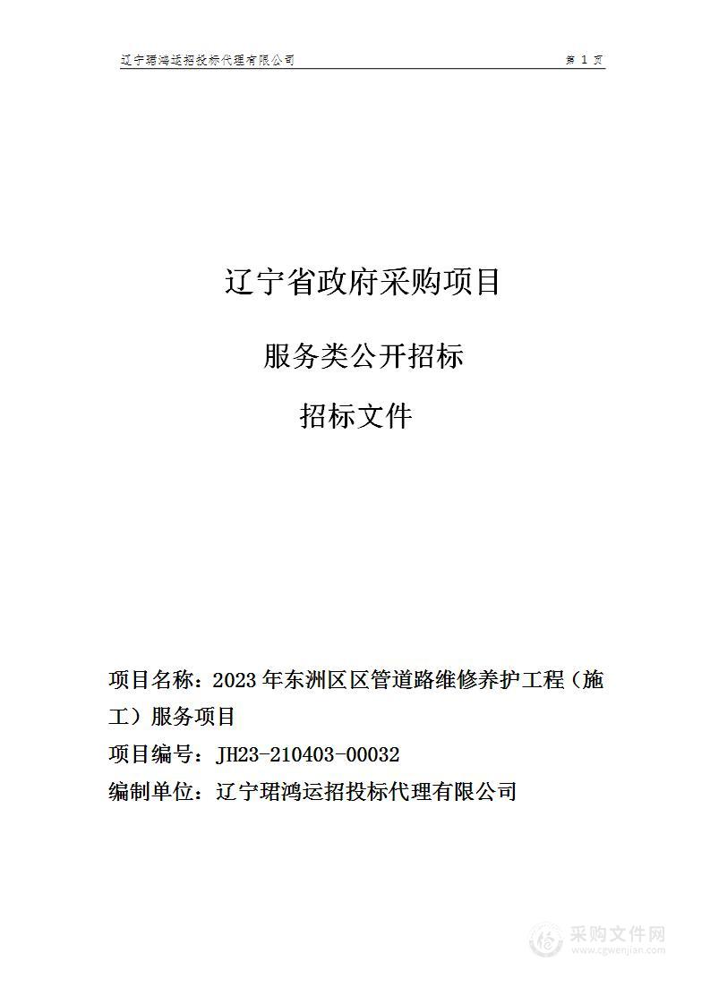 2023年东洲区区管道路维修养护工程（施工）服务项目