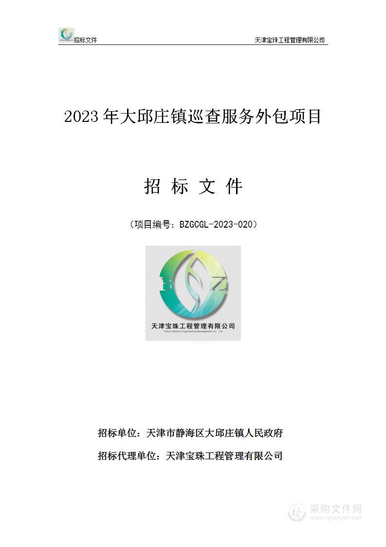 2023年大邱庄镇巡查服务外包项目