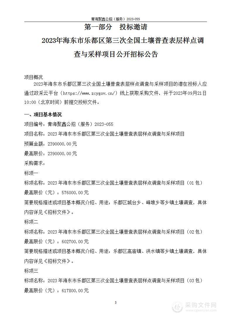 2023年海东市乐都区第三次全国土壤普查表层样点调查与采样项目