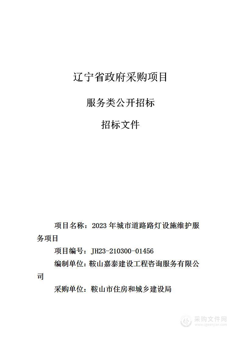 2023年城市道路路灯设施维护服务项目