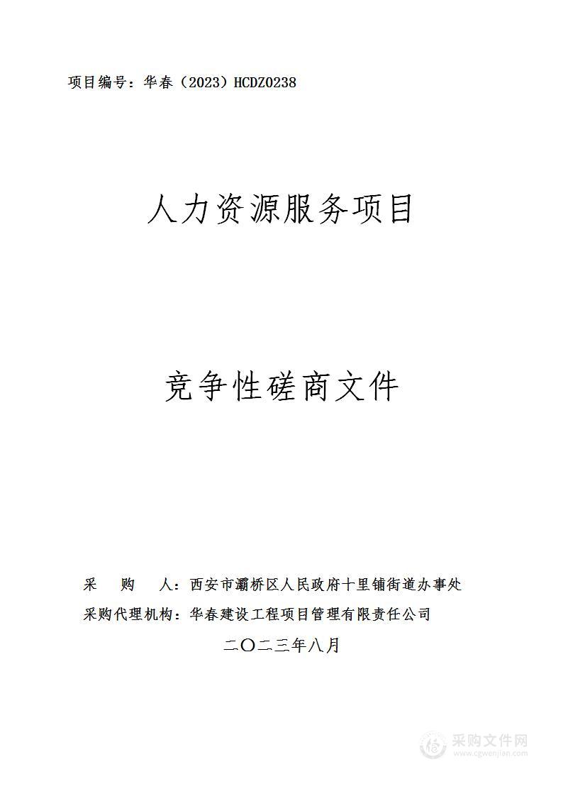 西安市灞桥区人民政府十里铺街道办事处人力资源服务项目