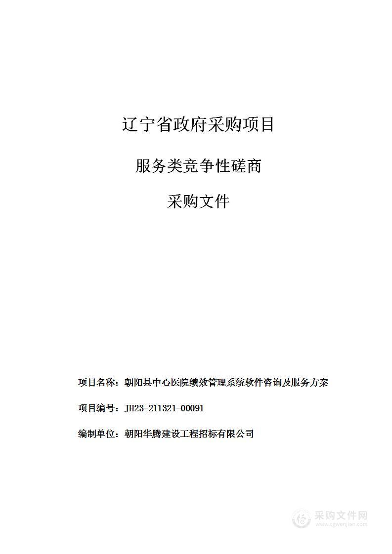 朝阳县中心医院绩效管理系统软件咨询及服务方案