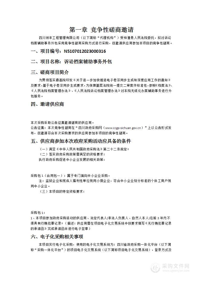 梓潼县人民法院诉讼档案辅助事务外包