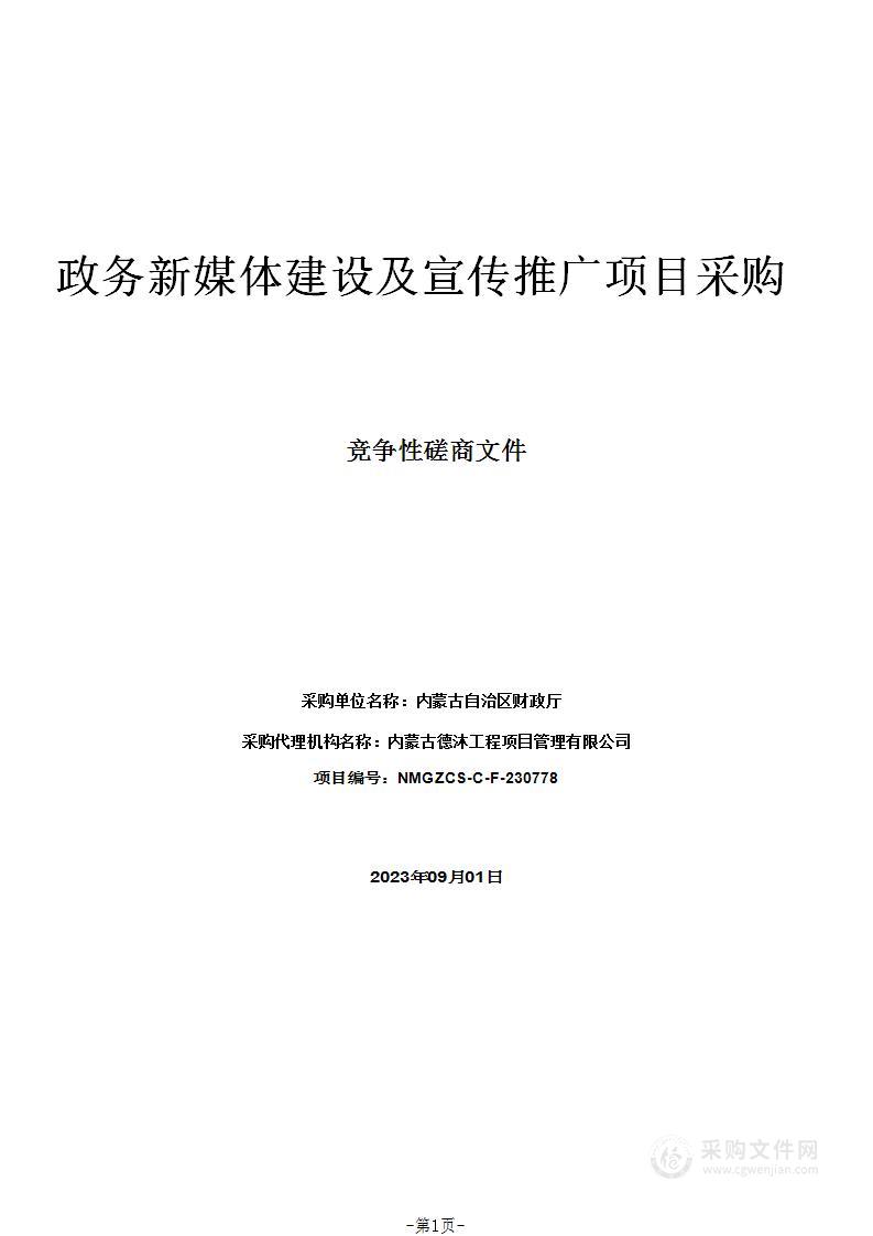 政务新媒体建设及宣传推广项目采购