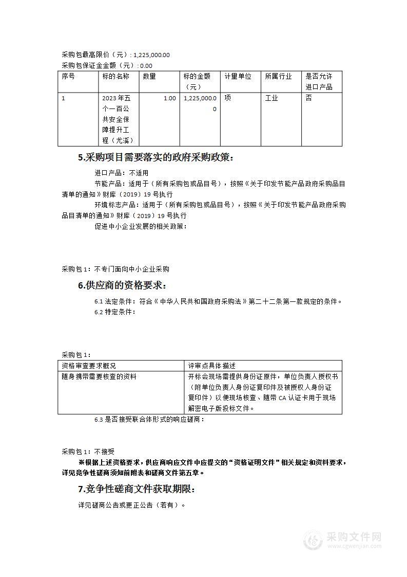 2023年“五个一百”公共安全保障提升工程（尤溪）