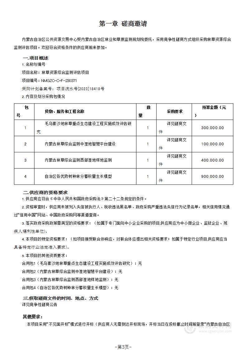 林草资源综合监测评估项目