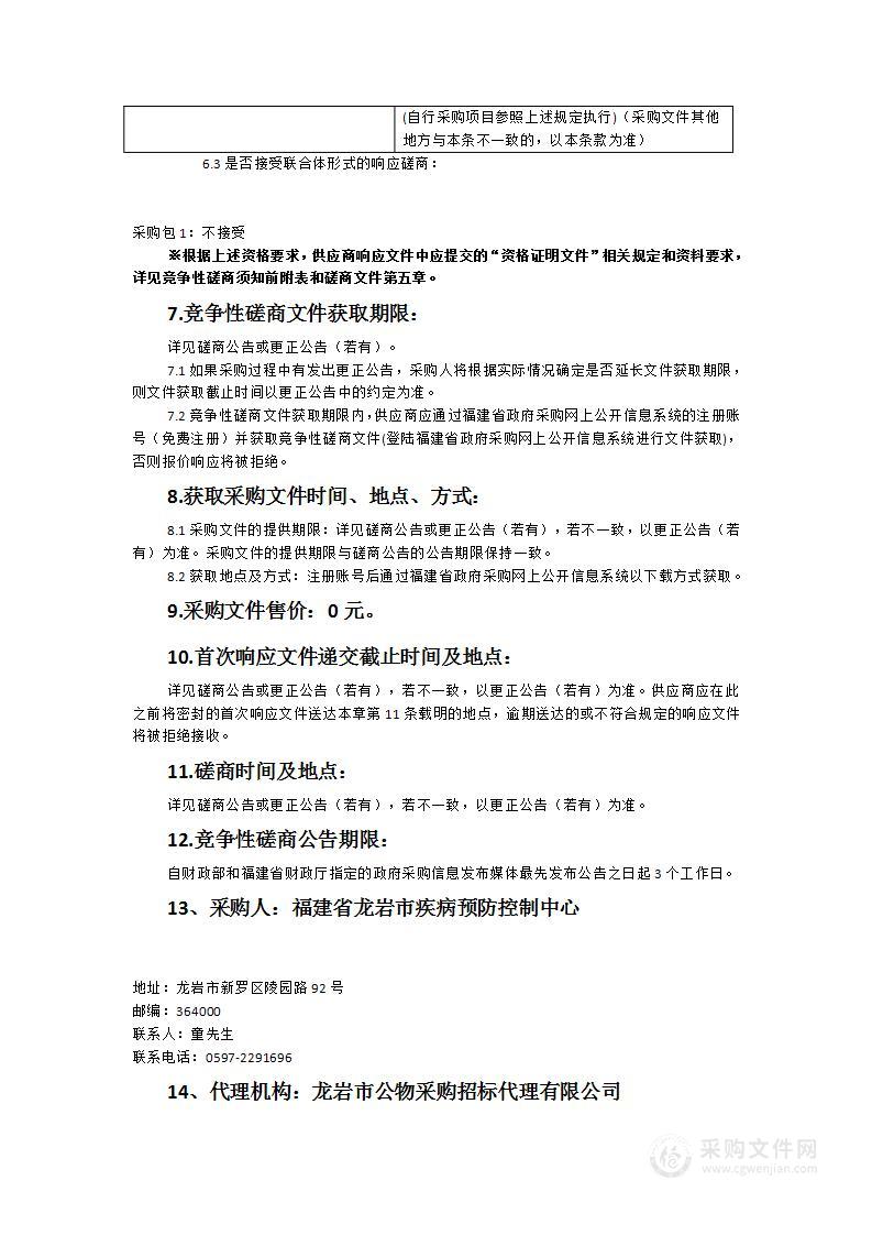 福建省龙岩市疾病预防控制中心艾滋病性病分子诊断检测系统货物类采购项目