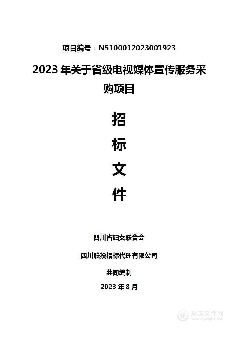 四川省妇女联合会2023年关于省级电视媒体宣传服务采购项目