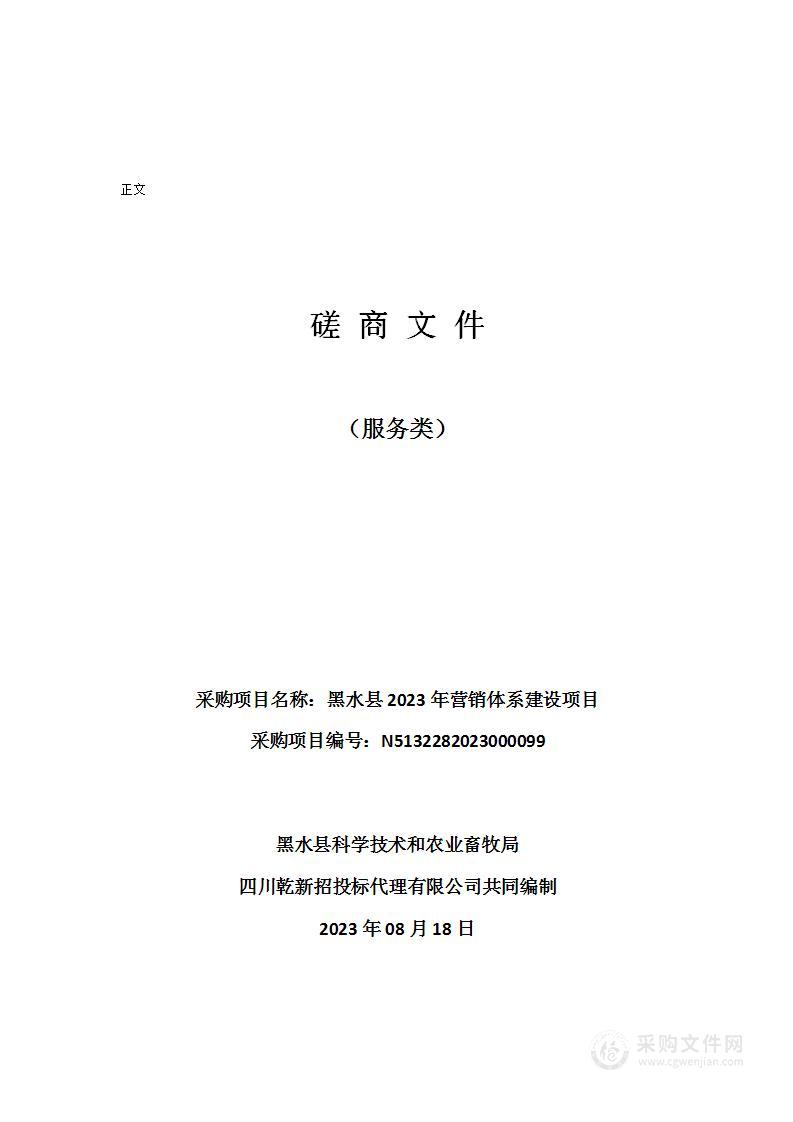 黑水县2023年营销体系建设项目