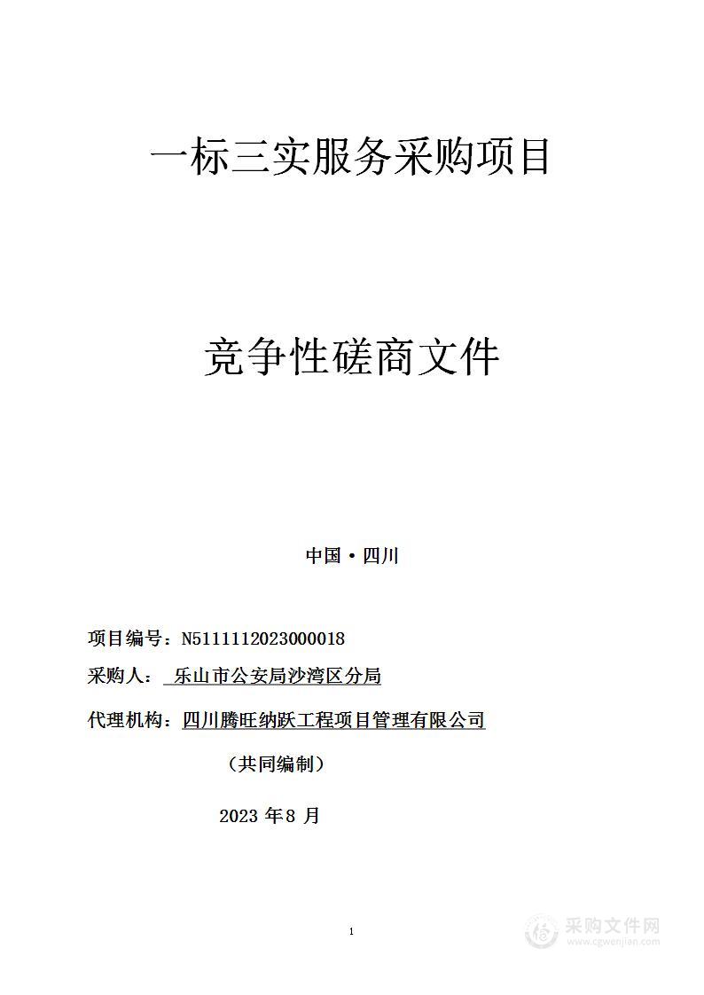 乐山市公安局沙湾区分局一标三实服务采购项目