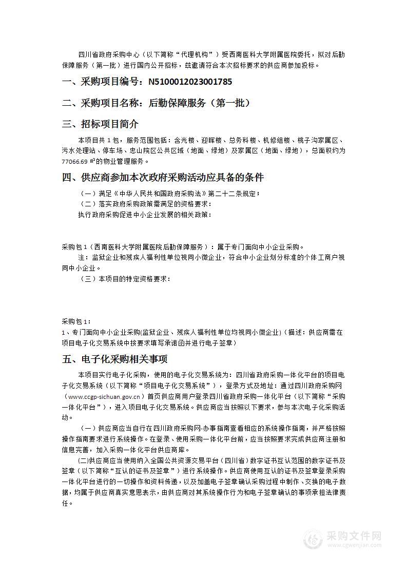 西南医科大学附属医院后勤保障服务（第一批）