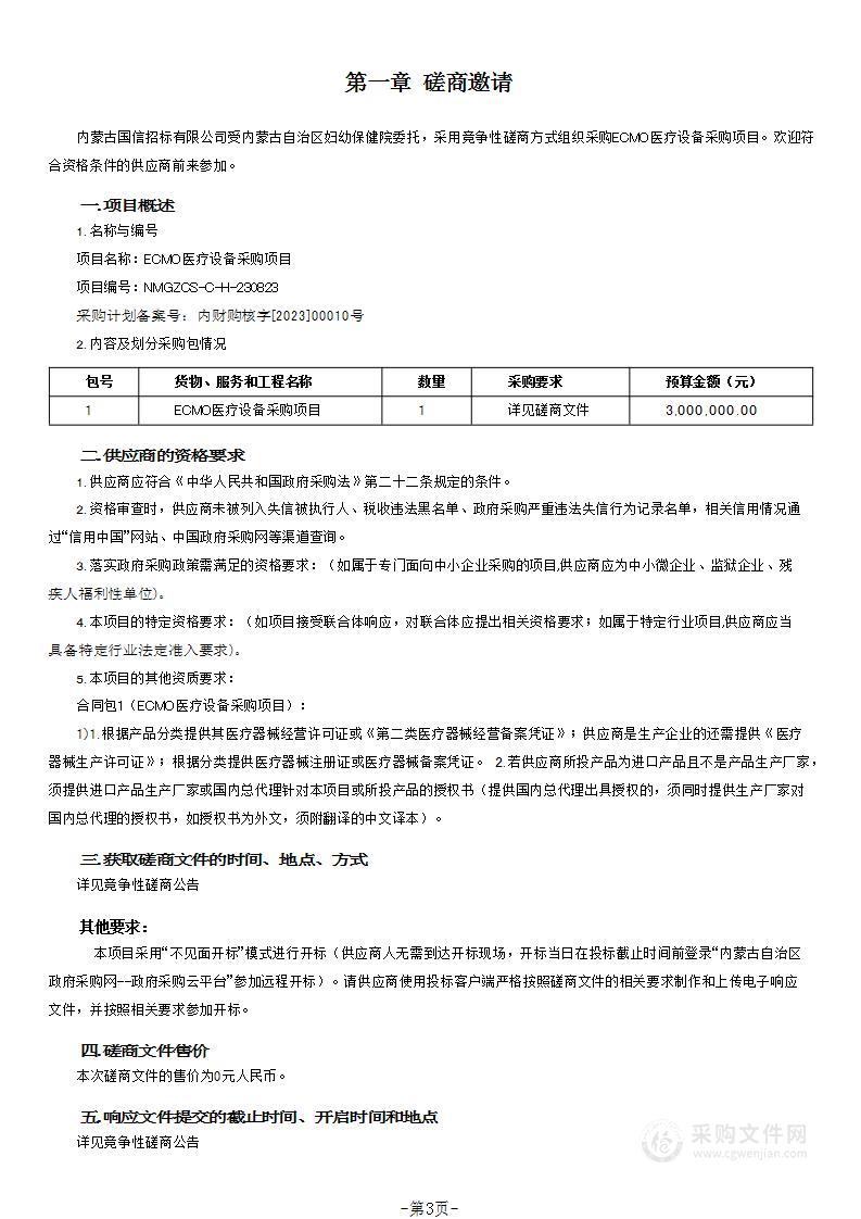 ECMO医疗设备采购项目