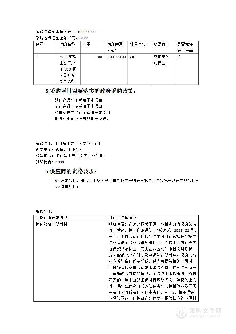 2022年福建省青少年U10网球公开赛赛事赛事执行