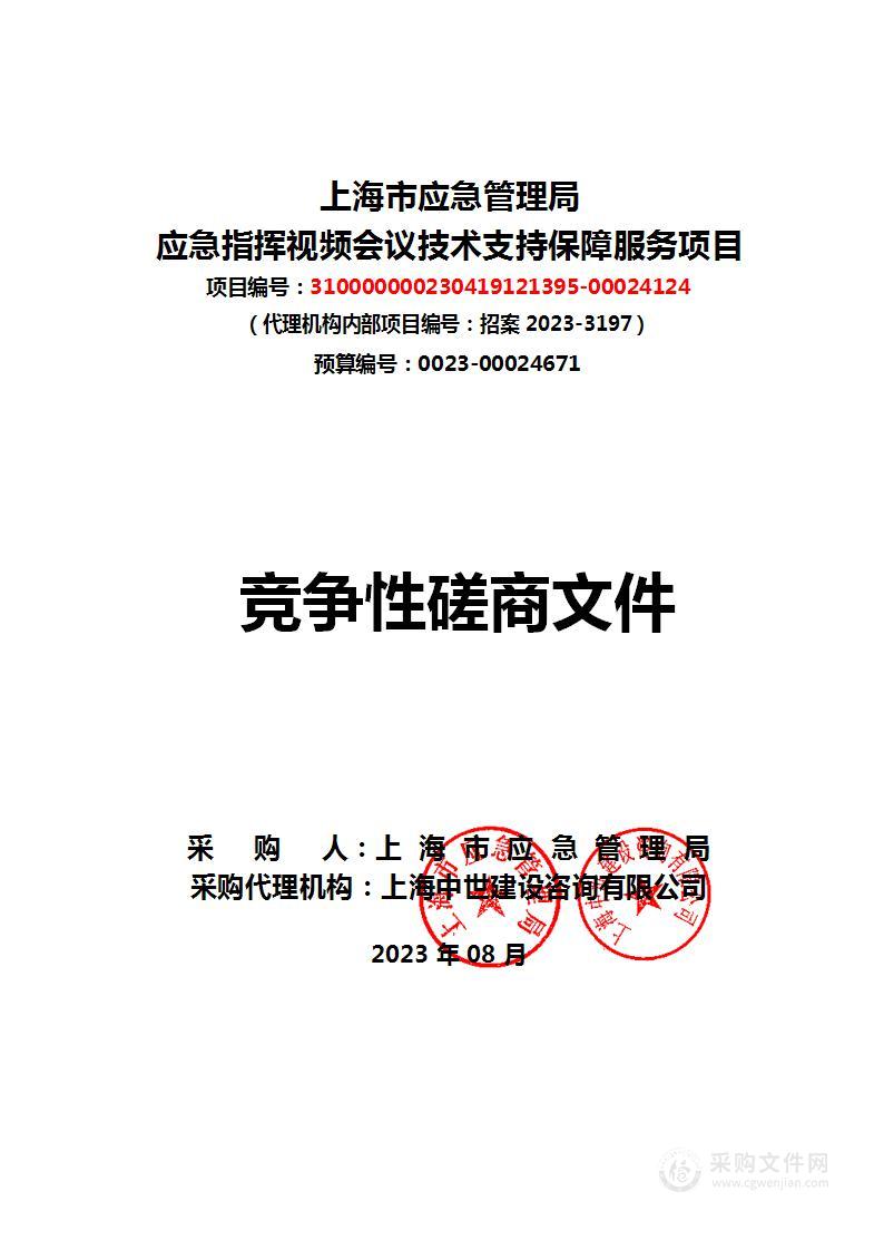 上海市应急管理局应急指挥视频会议技术支持保障服务项目