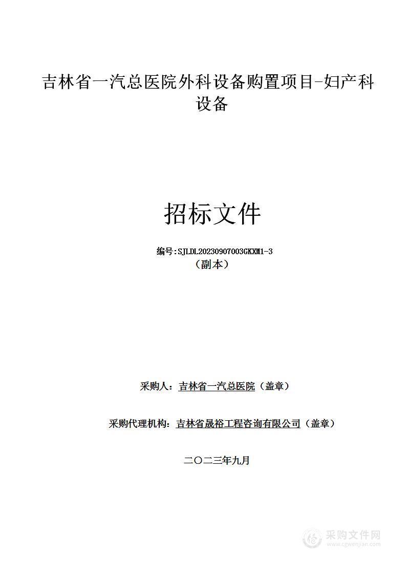 吉林省一汽总医院外科设备购置项目-妇产科设备