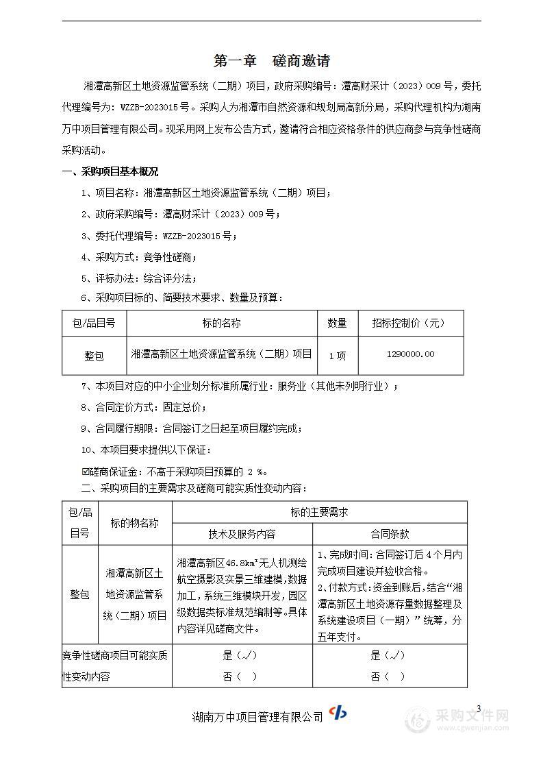 湘潭高新区土地资源监管系统（二期）项目