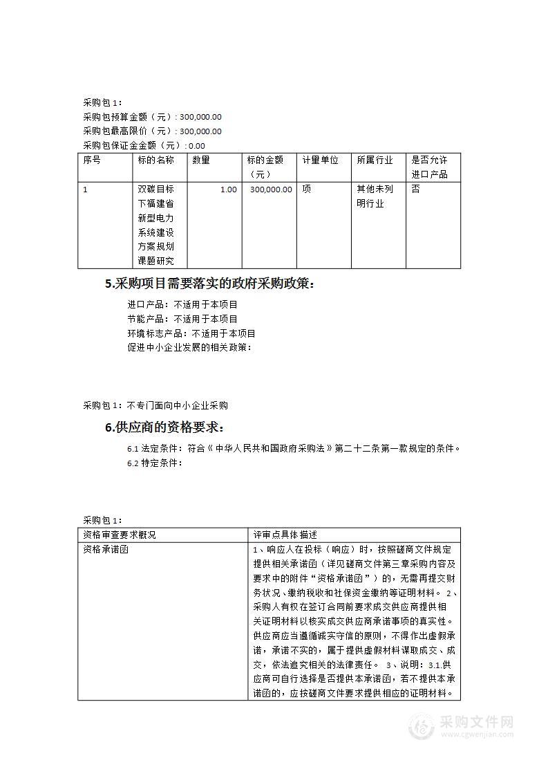 “双碳”目标下福建省新型电力系统建设方案规划课题研究（2023-2030年）