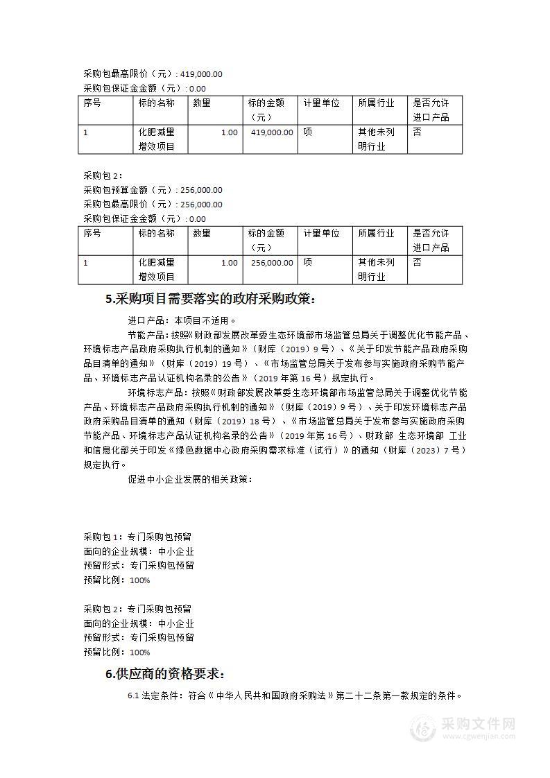 2023年南靖县化肥减量增效项目