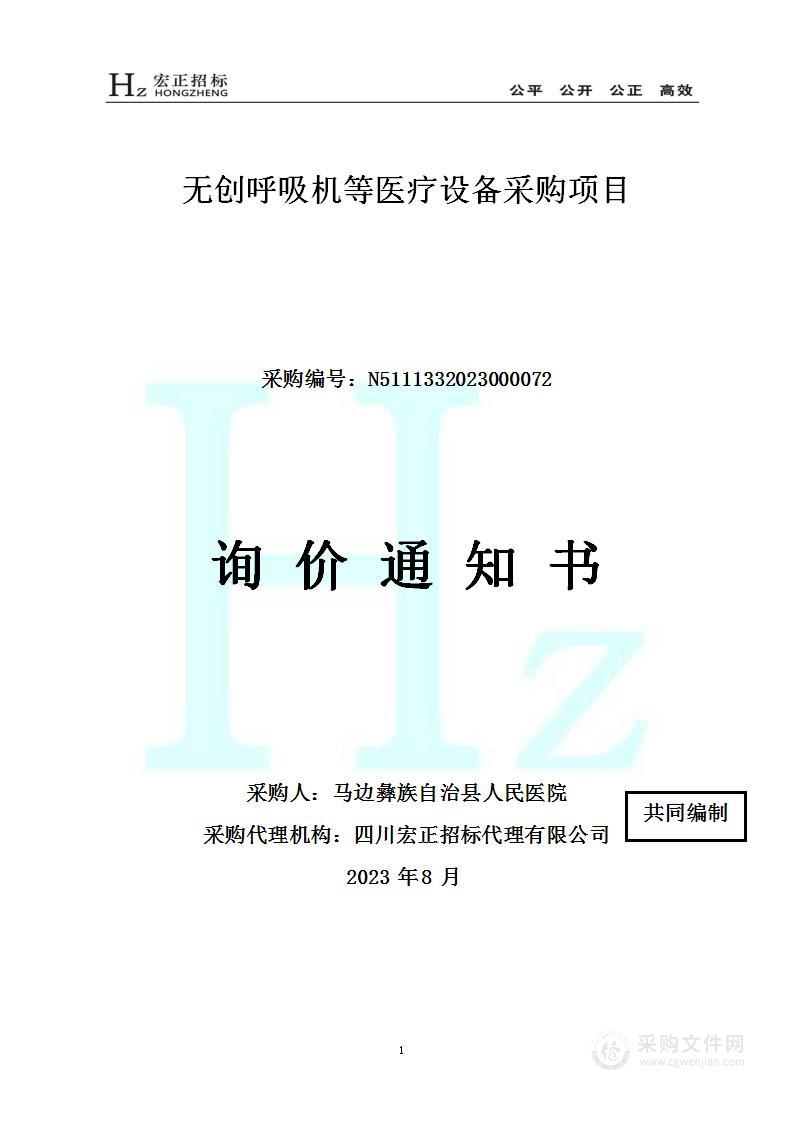 马边彝族自治县人民医院无创呼吸机等医疗设备采购项目