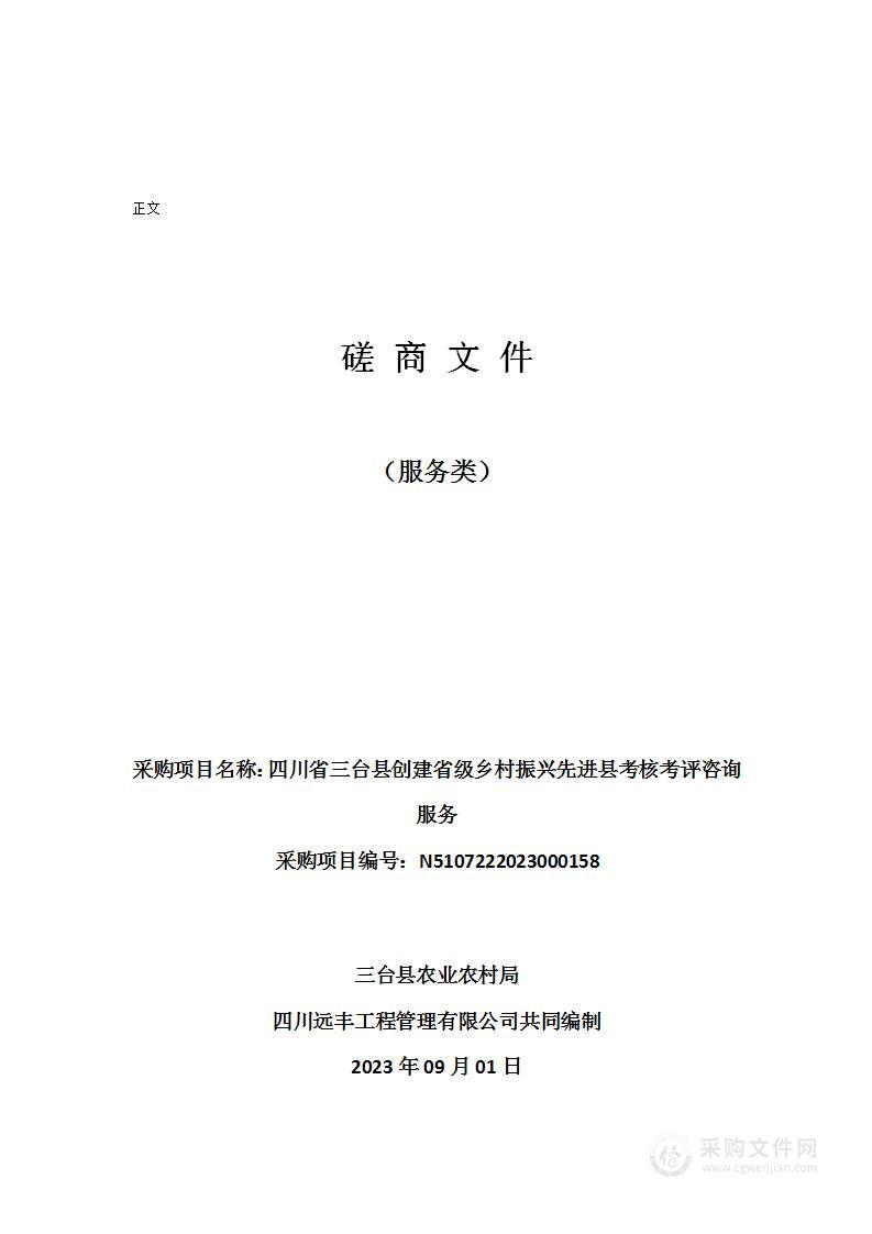 四川省三台县创建省级乡村振兴先进县考核考评咨询服务