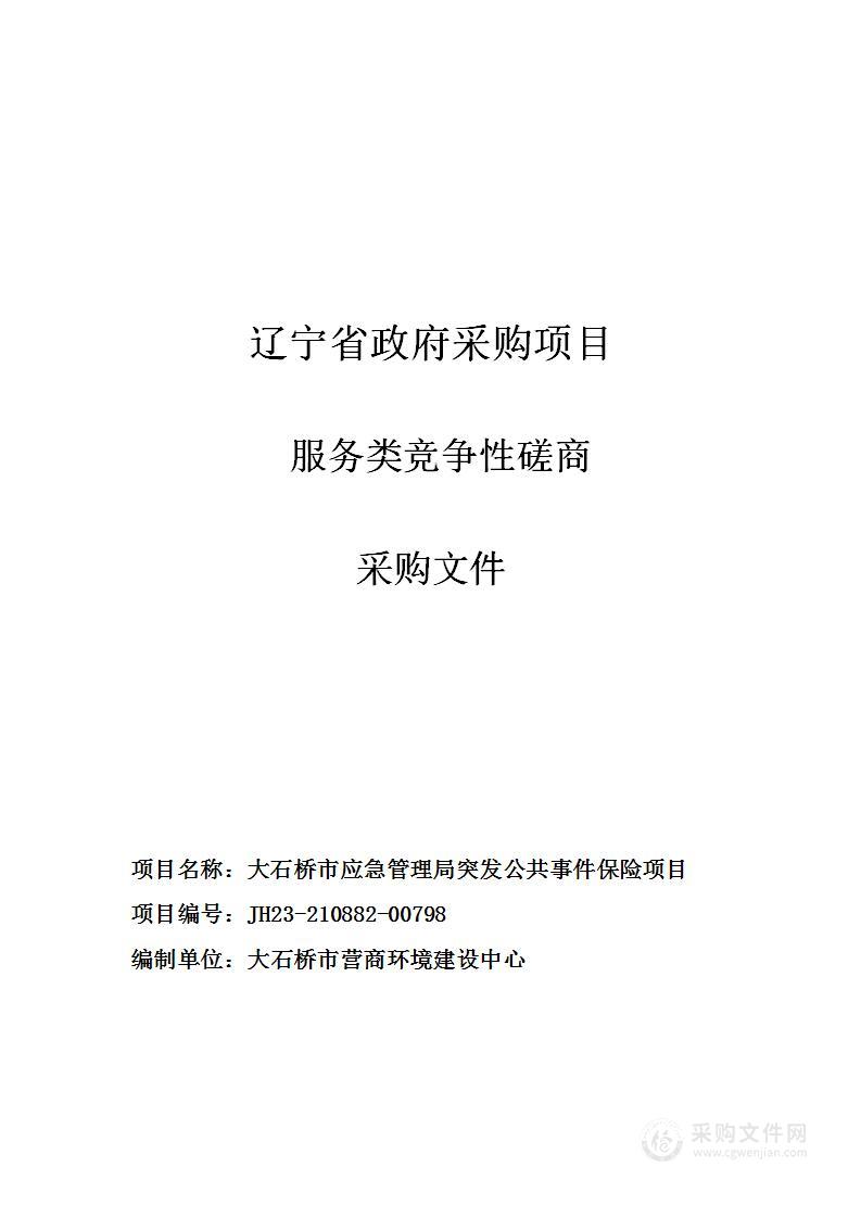 大石桥市应急管理局突发公共事件保险项目