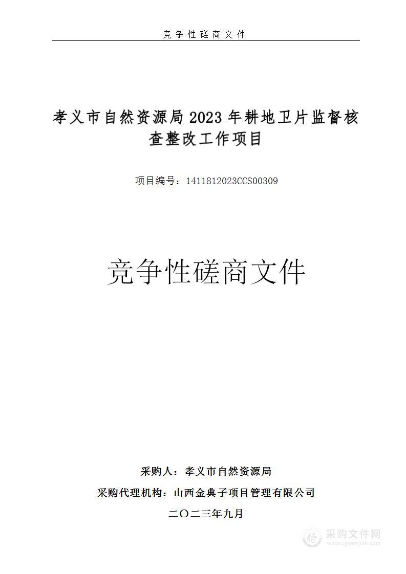 孝义市自然资源局2023年耕地卫片监督核查整改工作项目