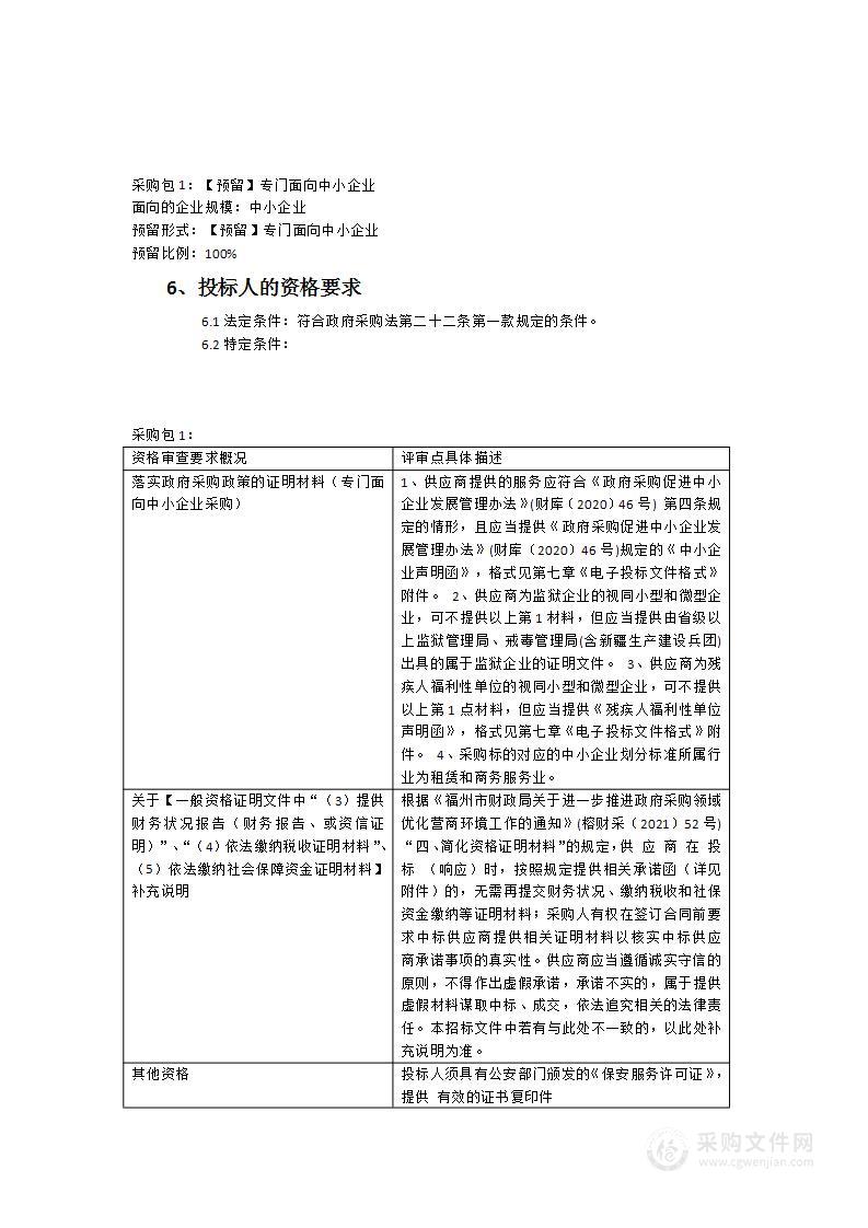 2023年福州滨海实验学校保安服务采购