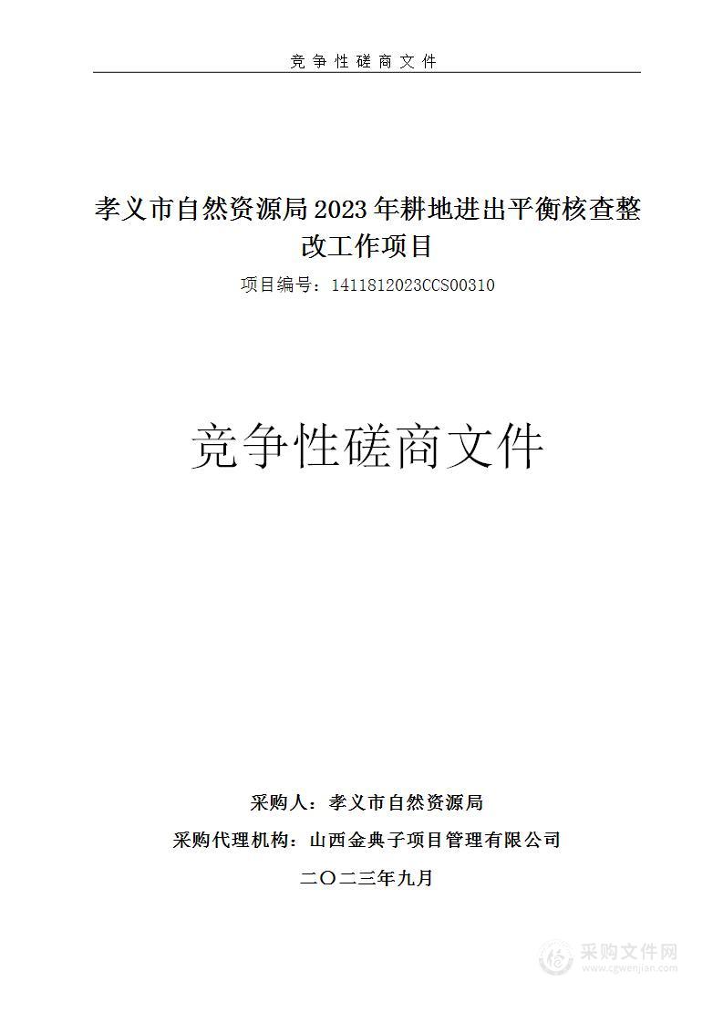 孝义市自然资源局2023年耕地进出平衡核查整改工作项目