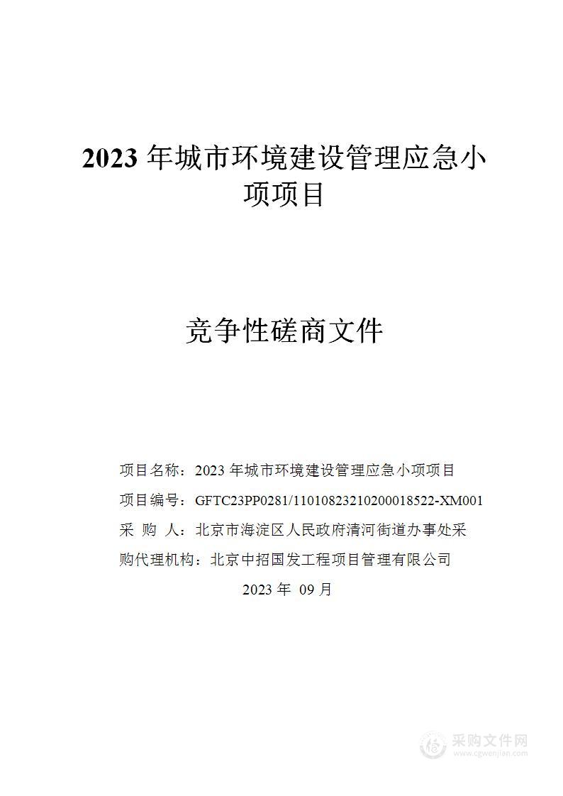 2023年城市环境建设管理应急小项项目