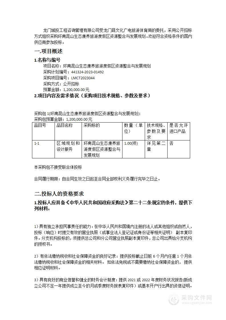 环南昆山生态康养旅游度假区资源整合与发展规划