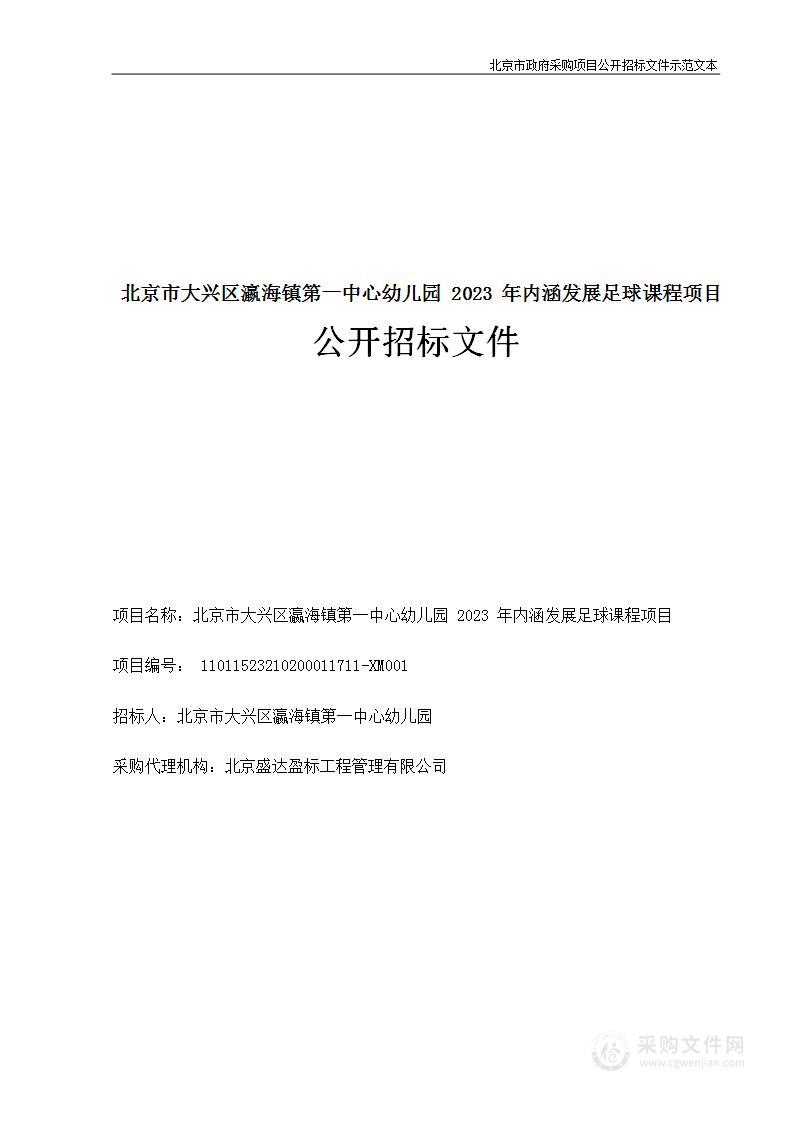 北京市大兴区瀛海镇第一中心幼儿园2023年内涵发展足球课程项目