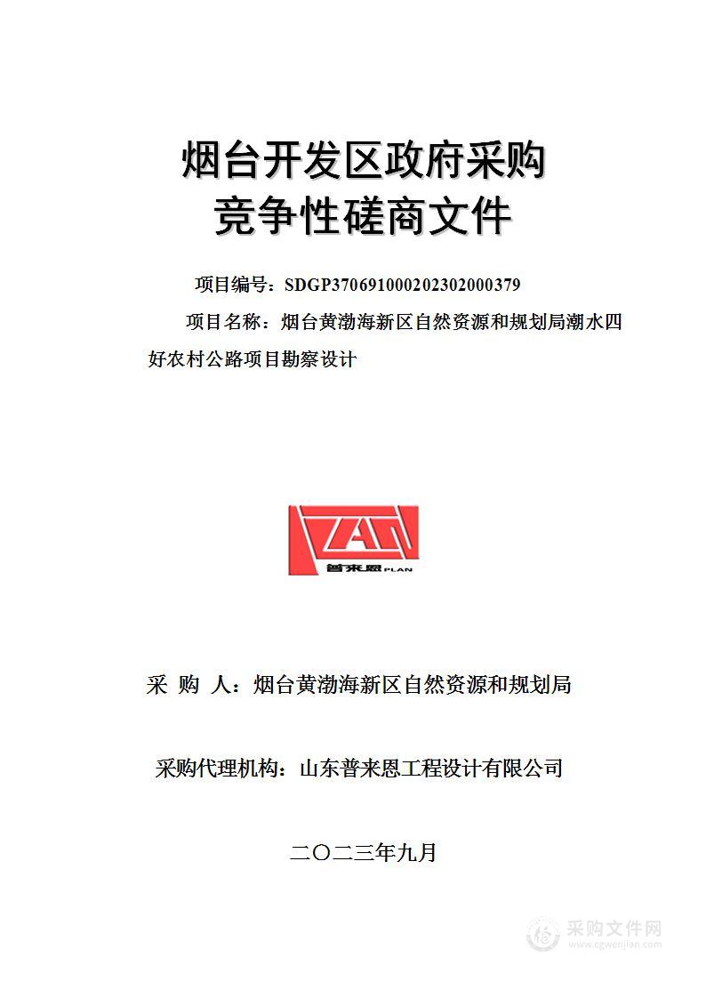 烟台黄渤海新区自然资源和规划局潮水四好农村公路项目勘察设计