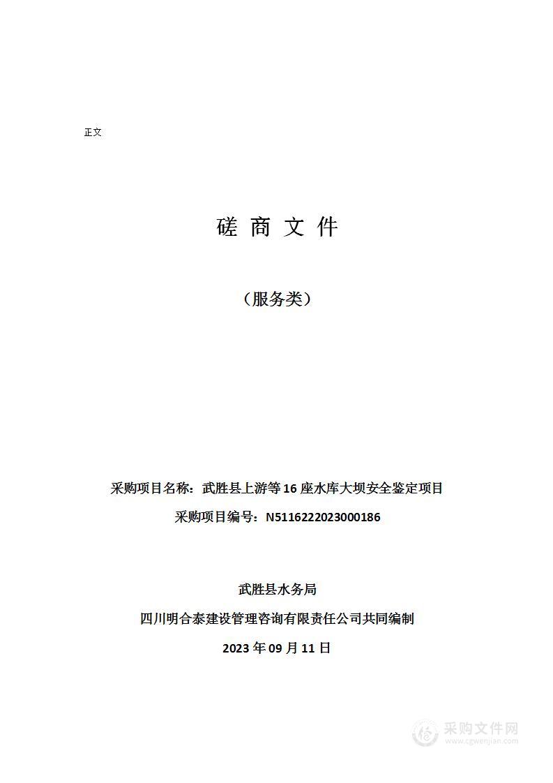 武胜县水务局武胜县上游等16座水库大坝安全鉴定项目