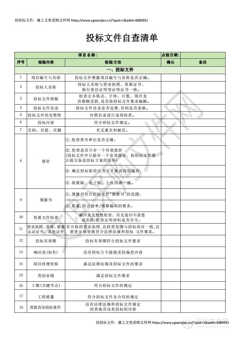 投标文件自查清单