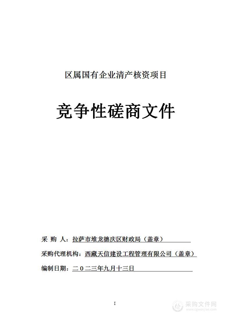 区属国有企业清产核资项目