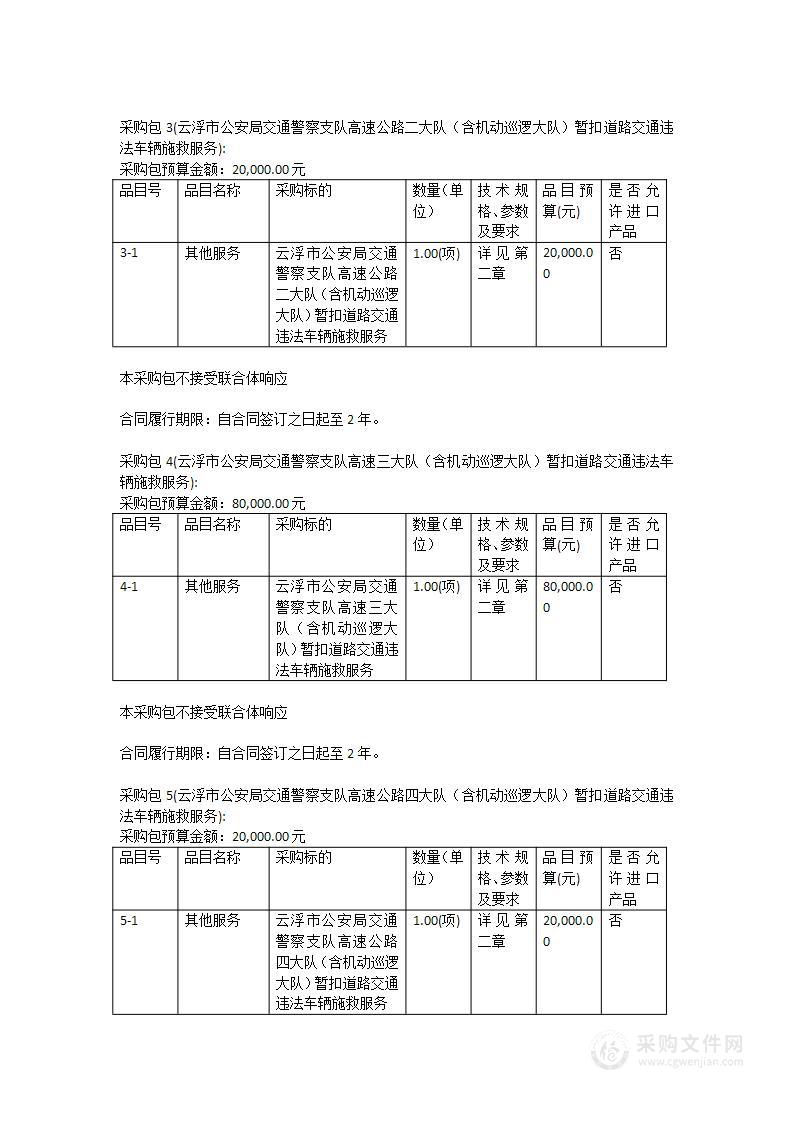 云浮市公安局向社会购买清障服务项目