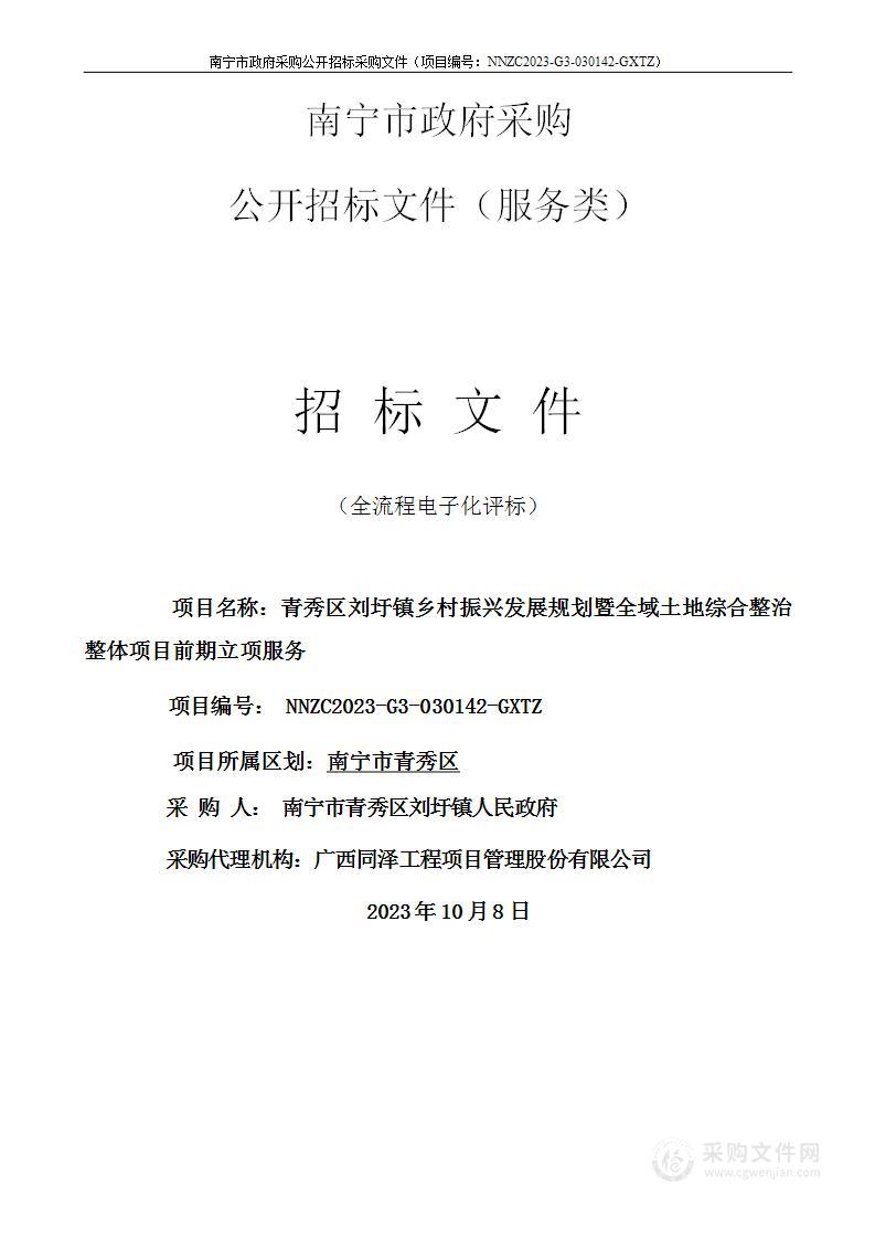 青秀区刘圩镇乡村振兴发展规划暨全域土地综合整治整体项目前期立项服务