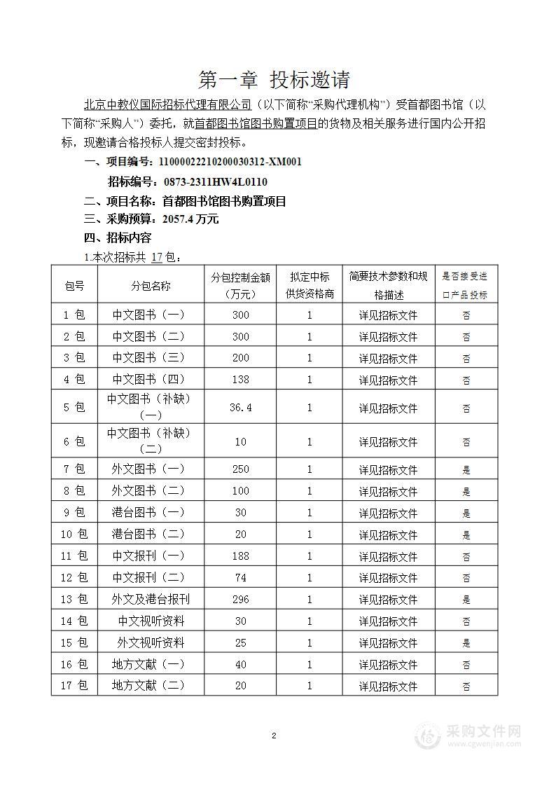 首都图书馆图书购置项目