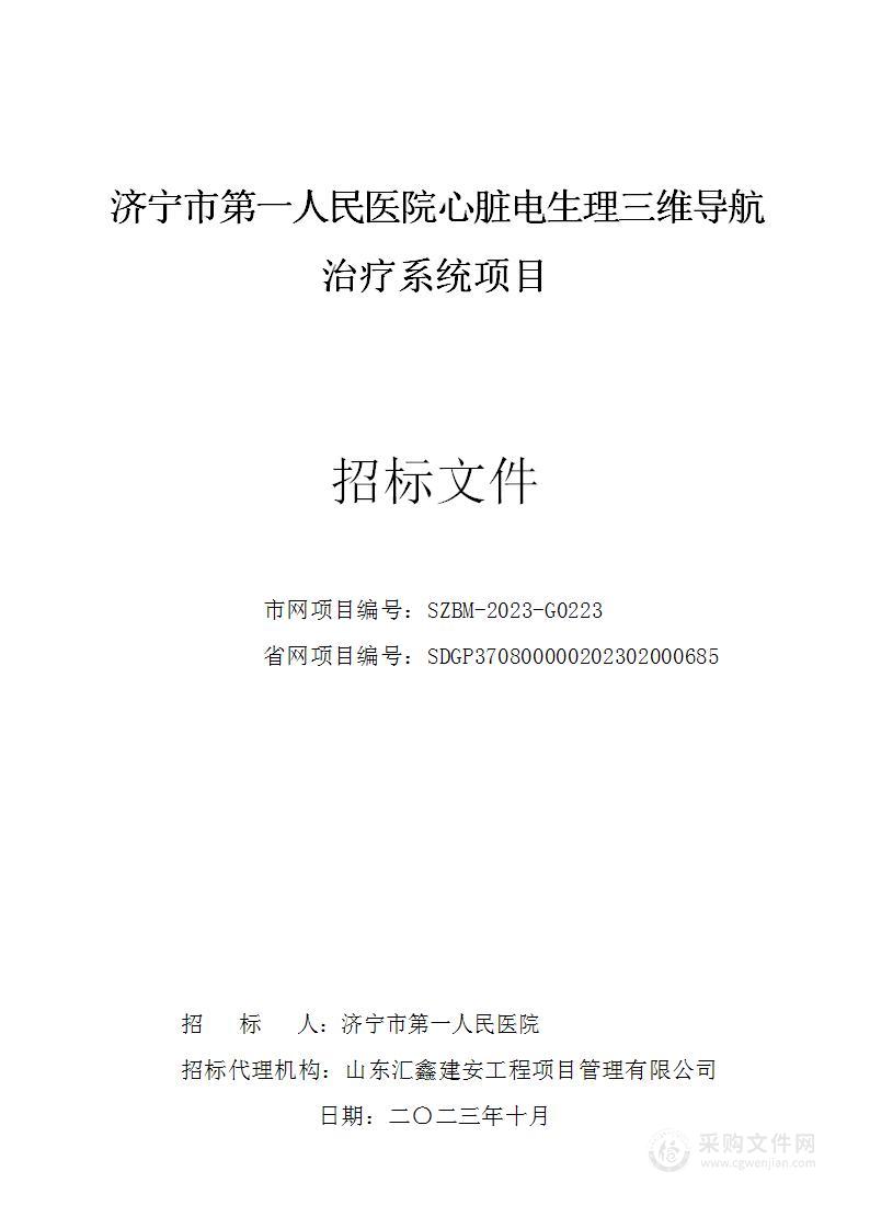 济宁市第一人民医院心脏电生理三维导航治疗系统项目