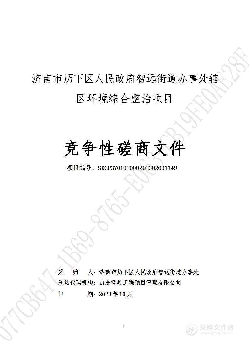 济南市历下区人民政府智远街道办事处辖区环境综合整治项目