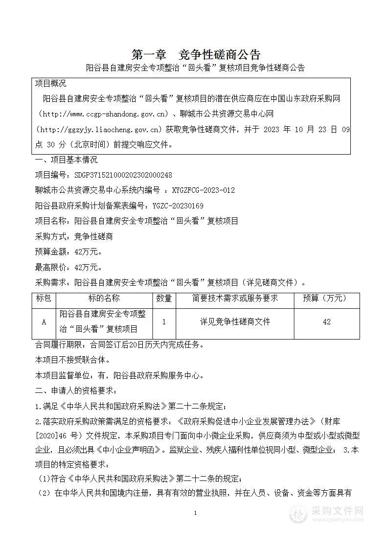 阳谷县自建房安全专项整治“回头看”复核项目