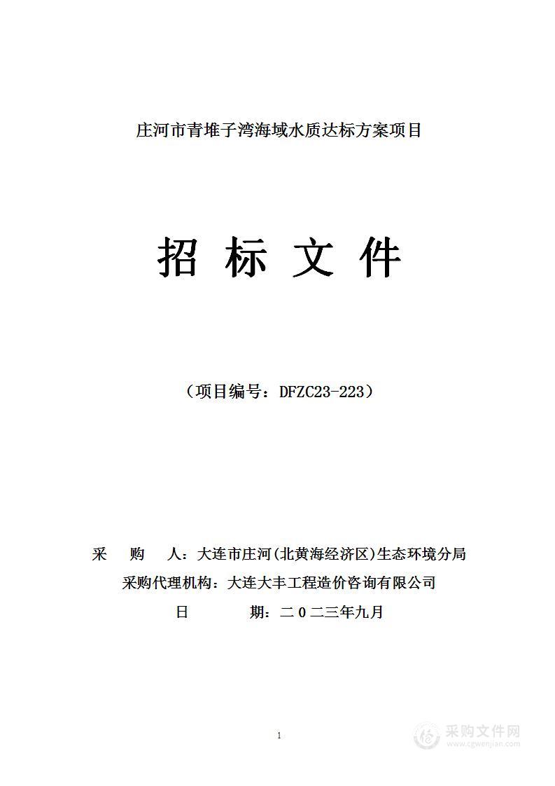 庄河市青堆子湾海域水质达标方案项目