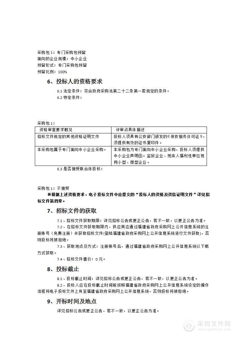 清华附中福州学校2024年保安服务项目