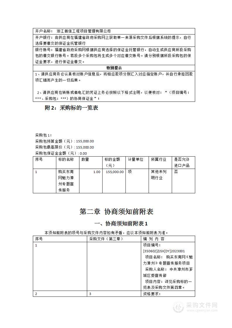 购买东南网《魅力漳州》专题宣传服务项目