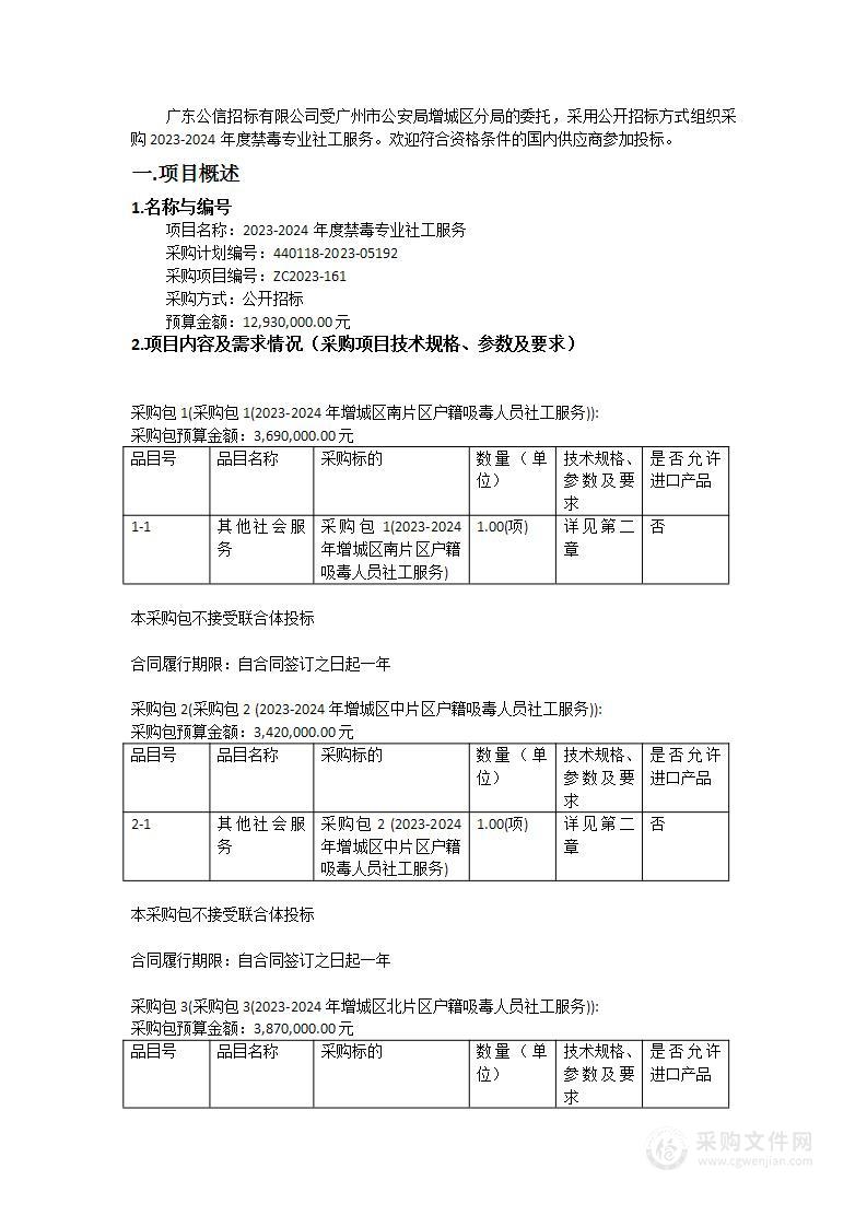 2023-2024年度禁毒专业社工服务