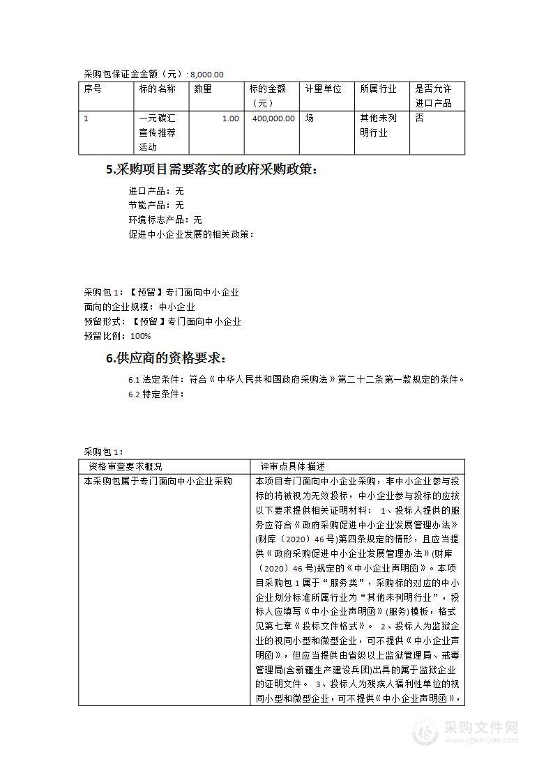 “一元碳汇”宣传推荐活动